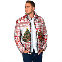 Germany Christmas Padded Jacket with German Shepherd Dog Gingerbread Tree and Red Holiday Pattern - Wonder Print Shop