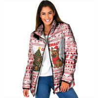 Germany Christmas Padded Jacket with German Shepherd Dog Gingerbread Tree and Red Holiday Pattern - Wonder Print Shop