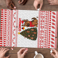 Germany Christmas Puzzle with German Shepherd Dog Gingerbread Tree and Red Holiday Pattern - Wonder Print Shop