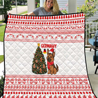 Germany Christmas Quilt with German Shepherd Dog Gingerbread Tree and Red Holiday Pattern - Wonder Print Shop