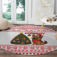 Germany Christmas Round Carpet with German Shepherd Dog Gingerbread Tree and Red Holiday Pattern - Wonder Print Shop