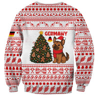 Germany Christmas Sweatshirt with German Shepherd Dog Gingerbread Tree and Red Holiday Pattern - Wonder Print Shop