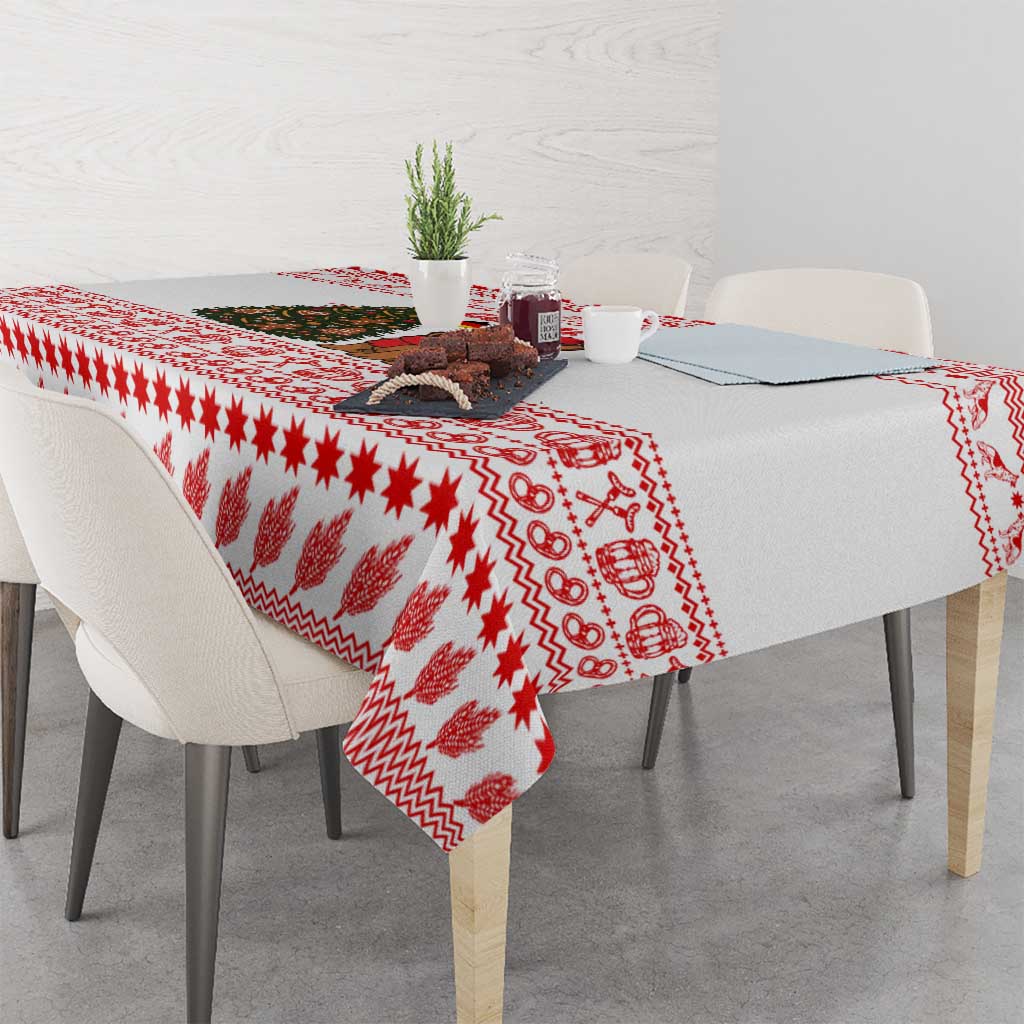 Germany Christmas Tablecloth with German Shepherd Dog Gingerbread Tree and Red Holiday Pattern - Wonder Print Shop