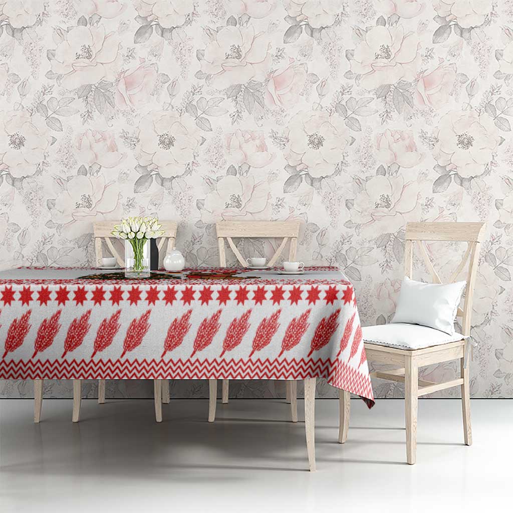 Germany Christmas Tablecloth with German Shepherd Dog Gingerbread Tree and Red Holiday Pattern - Wonder Print Shop
