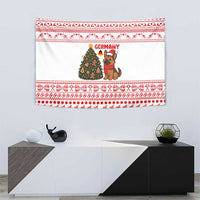 Germany Christmas Tapestry with German Shepherd Dog Gingerbread Tree and Red Holiday Pattern - Wonder Print Shop
