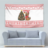 Germany Christmas Tapestry with German Shepherd Dog Gingerbread Tree and Red Holiday Pattern - Wonder Print Shop