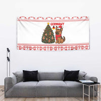 Germany Christmas Tapestry with German Shepherd Dog Gingerbread Tree and Red Holiday Pattern - Wonder Print Shop