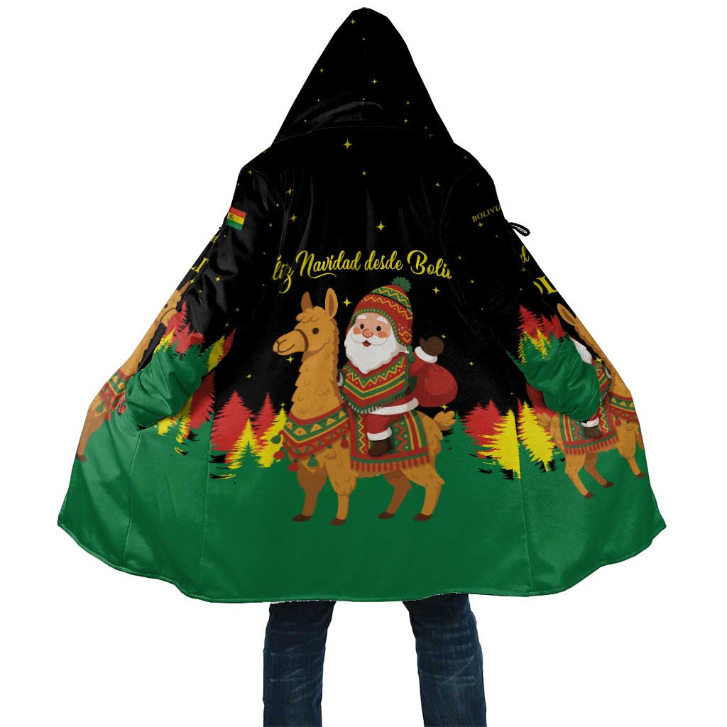 Bolivia Christmas Cloak with Santa Claus Llama Andean Outfit and Festive Tree Design - Wonder Print Shop