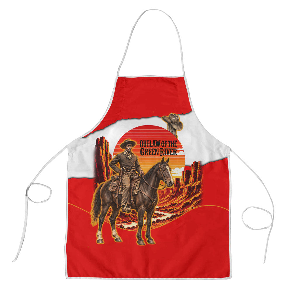 Isom Dart Outlaw Of The Green River Browns Park Apron Vintage Western Black Cowboy Skull Desert Sunset