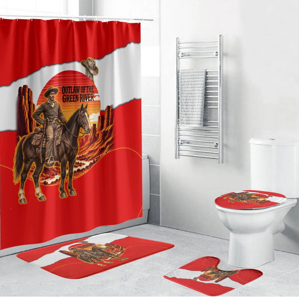 Isom Dart Outlaw Of The Green River Browns Park Bathroom Set Vintage Western Black Cowboy Skull Desert Sunset