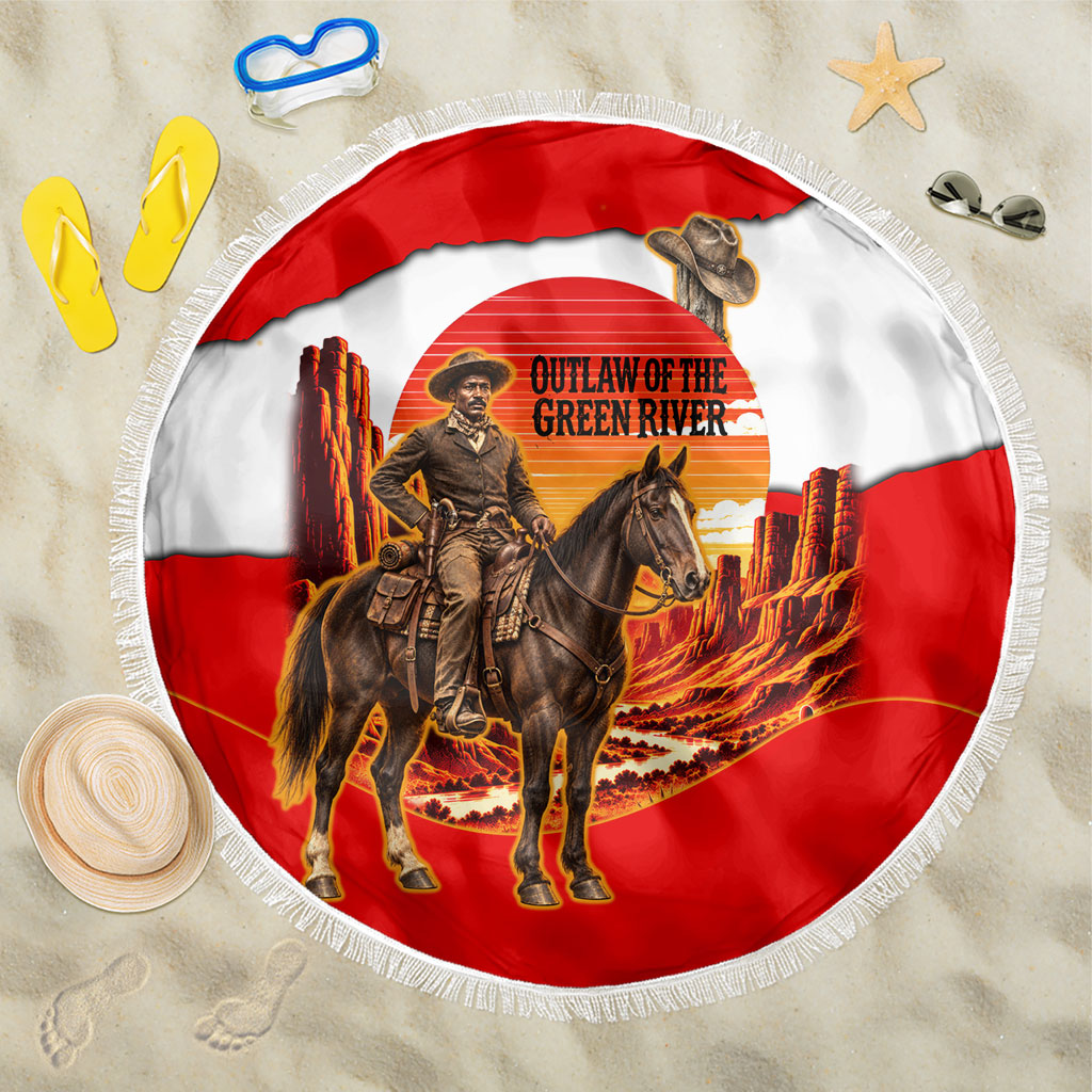 Isom Dart Outlaw Of The Green River Browns Park Beach Blanket Vintage Western Black Cowboy Skull Desert Sunset