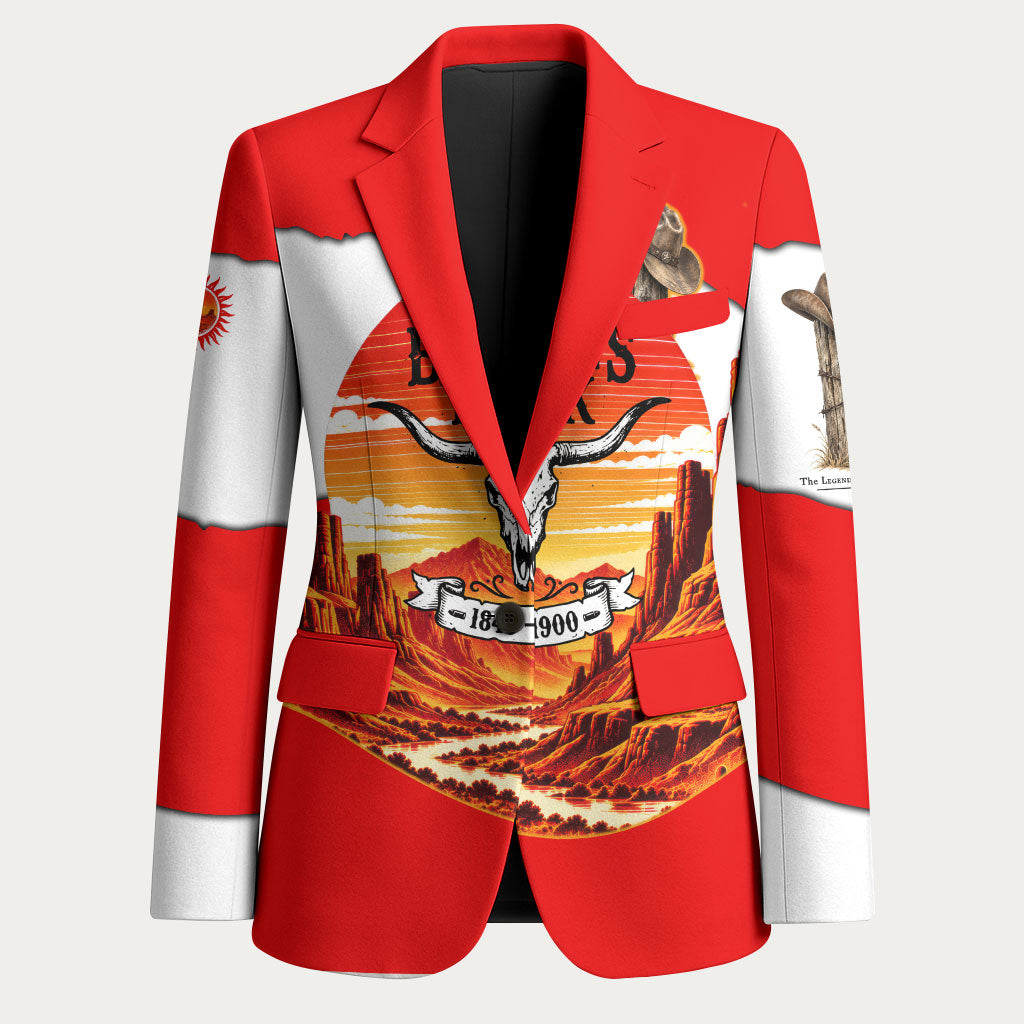 Isom Dart Outlaw Of The Green River Browns Park Blazer Vintage Western Black Cowboy Skull Desert Sunset