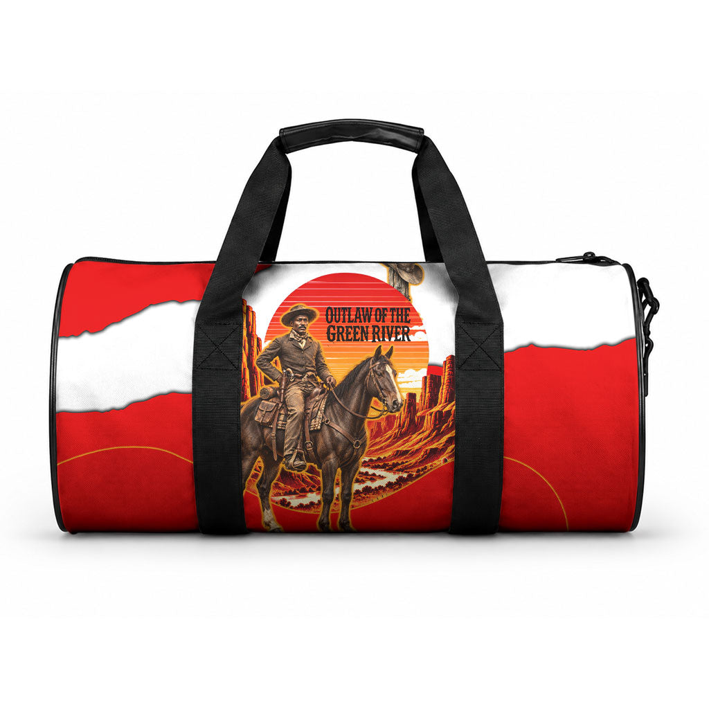 Isom Dart Outlaw Of The Green River Browns Park Duffle Bag Vintage Western Black Cowboy Skull Desert Sunset