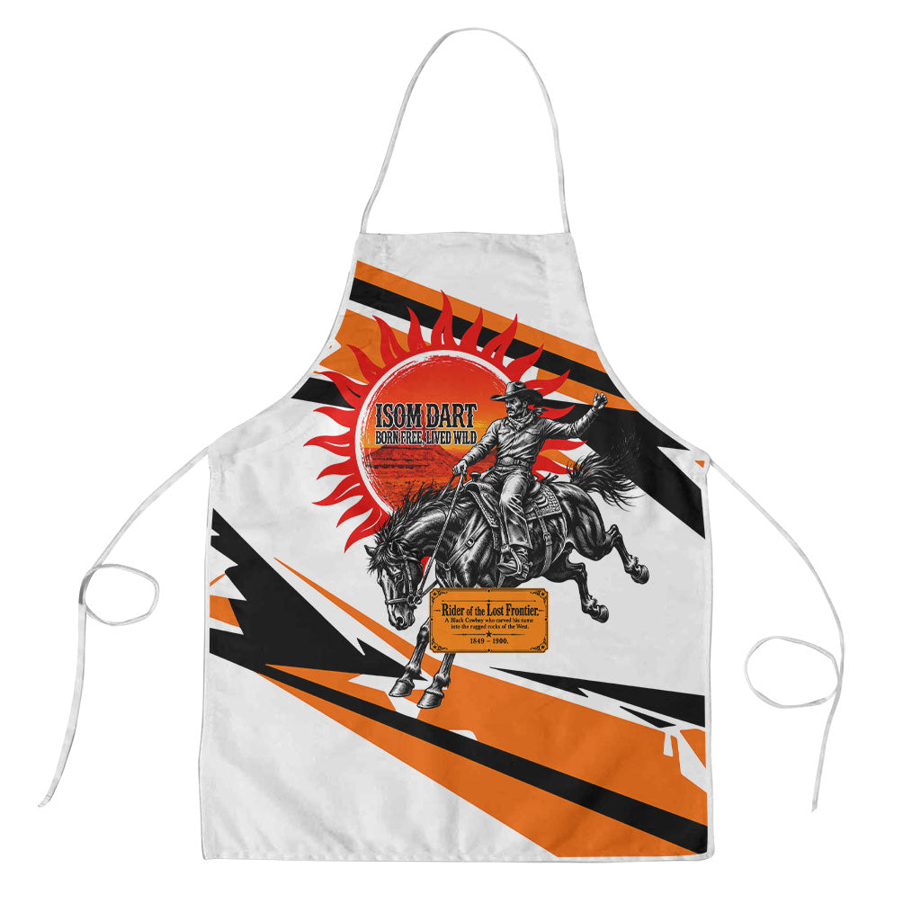 Isom Dart Black Cowboy Rider Of The Lost Frontier Apron Vintage Western Outlaw Graphic Illustration Wild West Legend