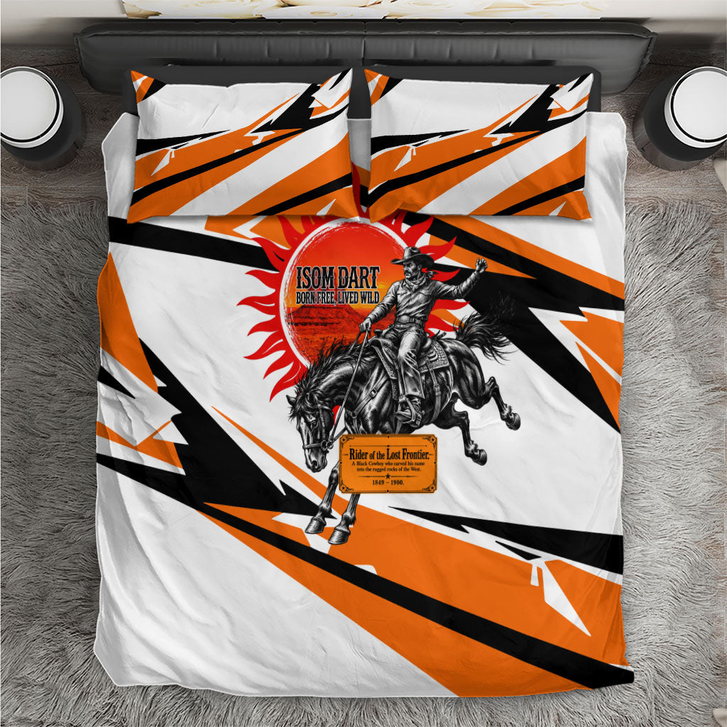 Isom Dart Black Cowboy Rider Of The Lost Frontier Bedding Set Vintage Western Outlaw Graphic Illustration Wild West Legend