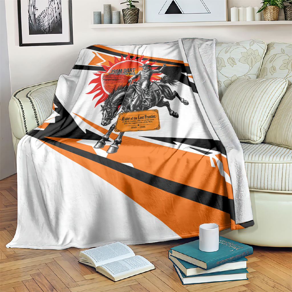 Isom Dart Black Cowboy Rider Of The Lost Frontier Blanket Vintage Western Outlaw Graphic Illustration Wild West Legend