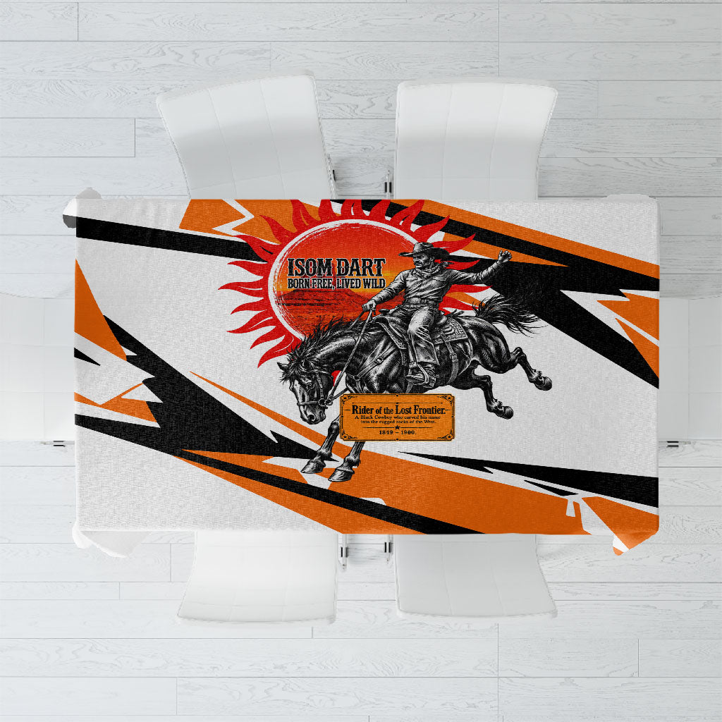 Isom Dart Black Cowboy Rider Of The Lost Frontier Tablecloth Vintage Western Outlaw Graphic Illustration Wild West Legend