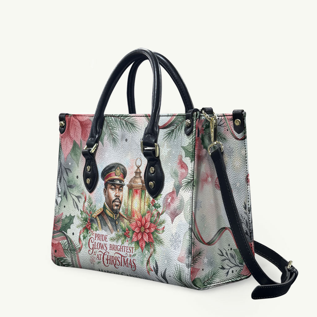 Marcus Garvey Christmas Leather Bag Pride Glows Brightest Quote Watercolor Botanical Poinsettia
