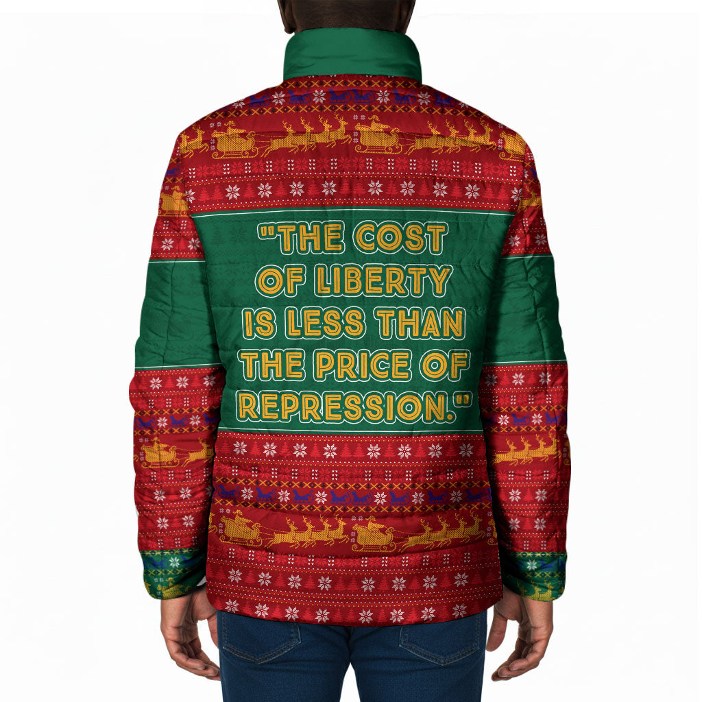 W.E.B. Du Bois Christmas Padded Jacket Inspirational Liberty Quote Ugly Knitted Pattern Festive