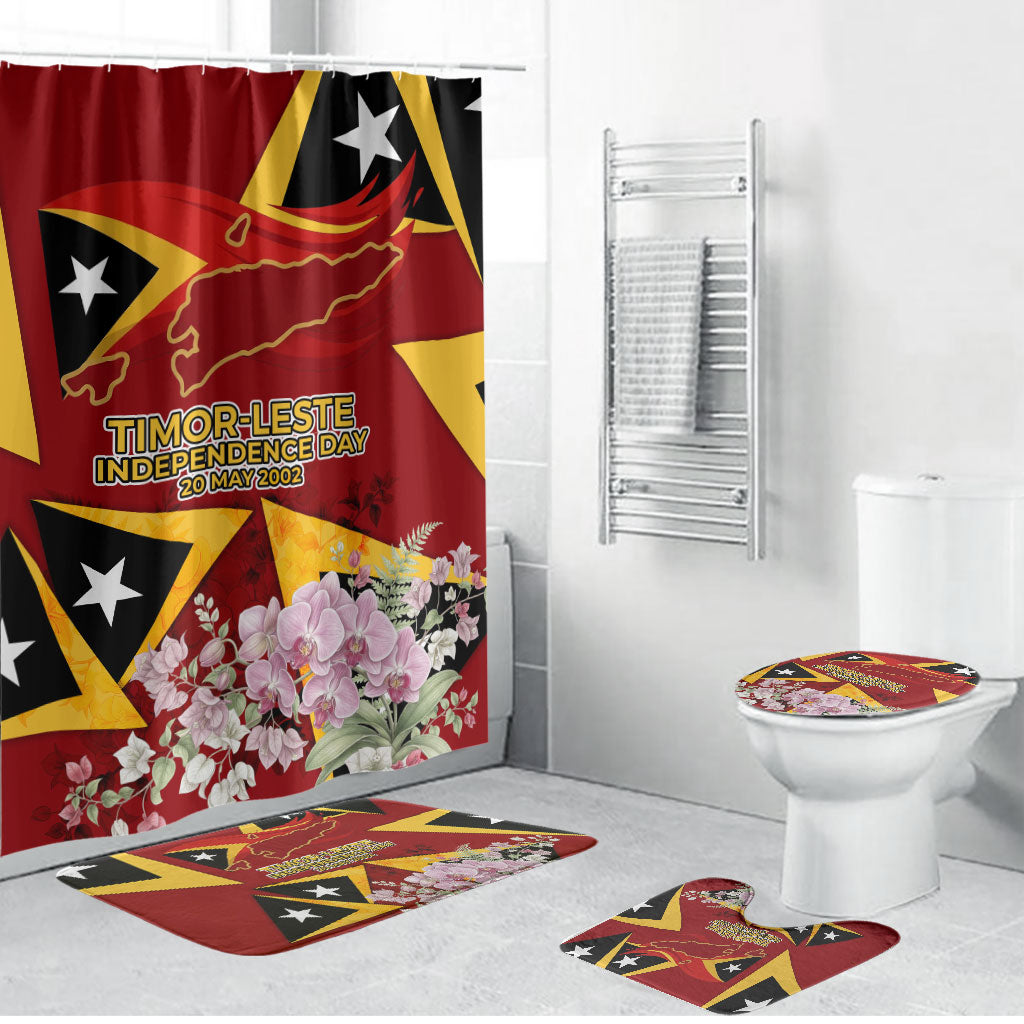 Timor-Leste Independence Day Bathroom Set Timor-Leste Cultural Pride - Cristi Rei Floral