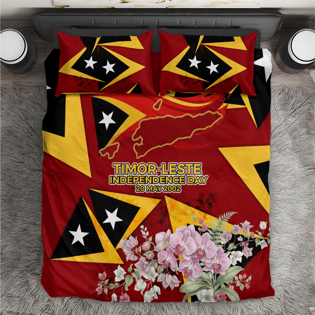 Timor-Leste Independence Day Bedding Set Timor-Leste Cultural Pride - Cristi Rei Floral