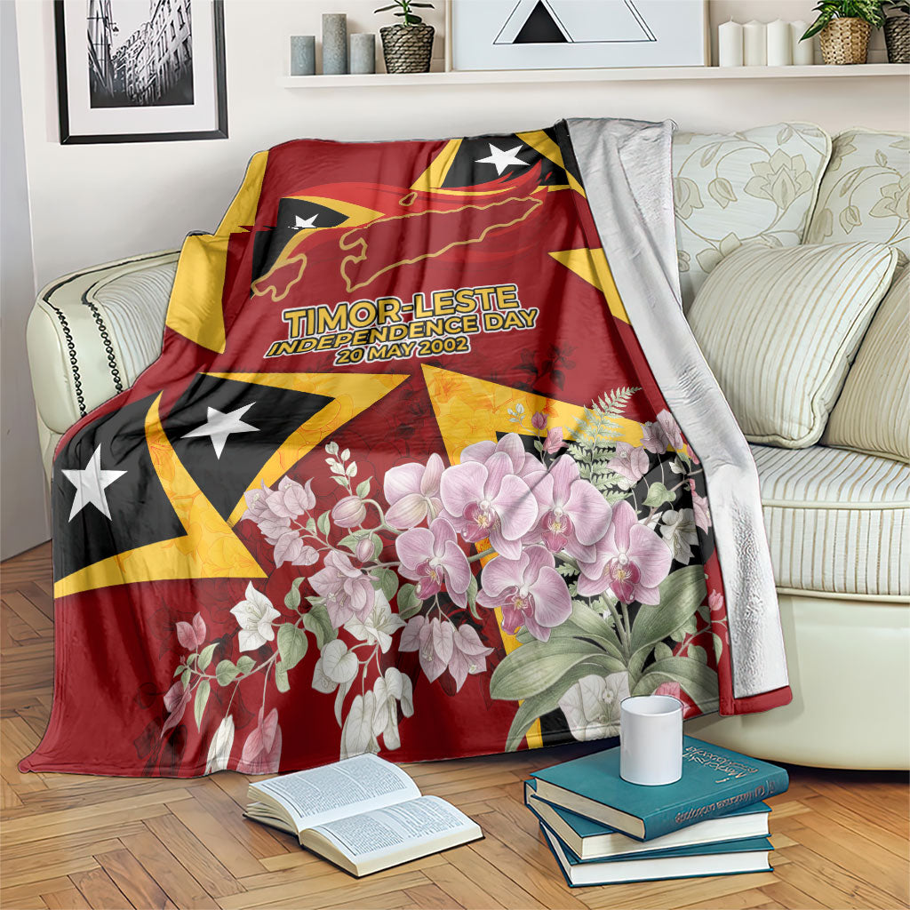 Timor-Leste Independence Day Blanket Timor-Leste Cultural Pride - Cristi Rei Floral