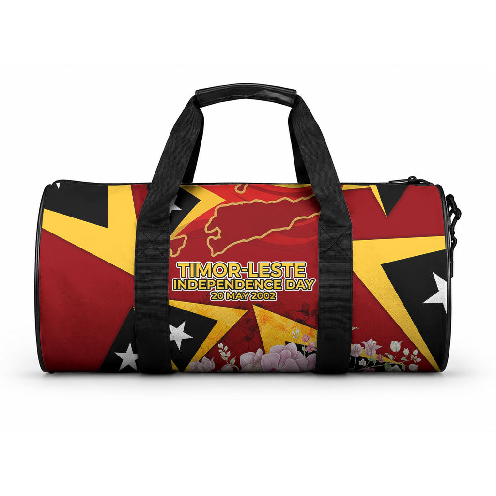 Timor-Leste Independence Day Duffle Bag Timor-Leste Cultural Pride - Cristi Rei Floral