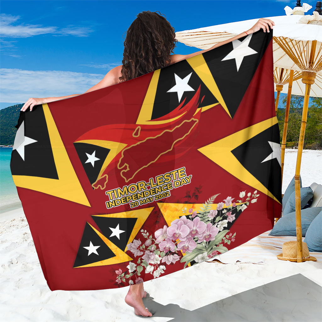 Timor-Leste Independence Day Sarong Timor-Leste Cultural Pride - Cristi Rei Floral