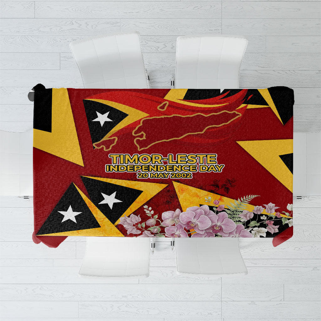 Timor-Leste Independence Day Tablecloth Timor-Leste Cultural Pride - Cristi Rei Floral