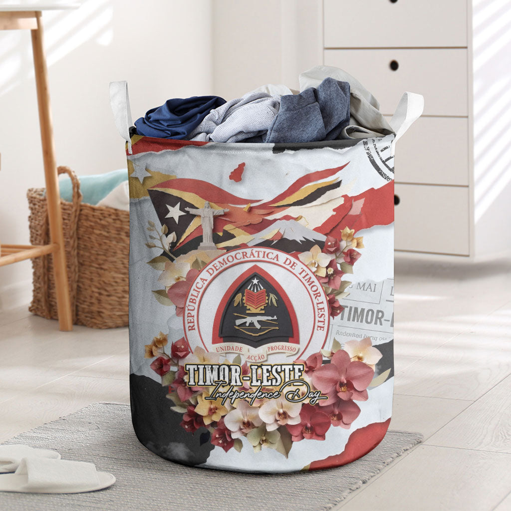 Timor-Leste Independence Day Laundry Basket Timor-Leste Flag Cultural Heritage Floral