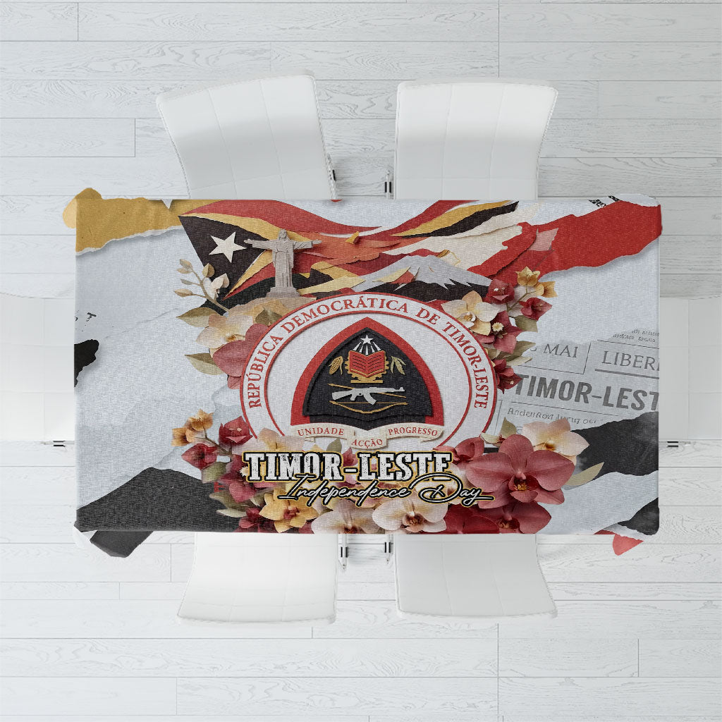 Timor-Leste Independence Day Tablecloth Timor-Leste Flag Cultural Heritage Floral