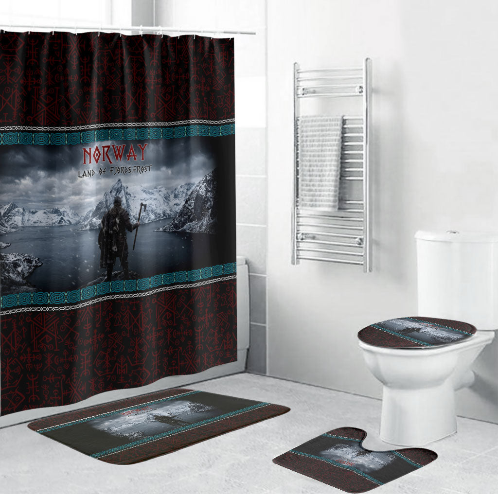 Norway Viking Ship Warrior Bathroom Set Norse Mythology Rune