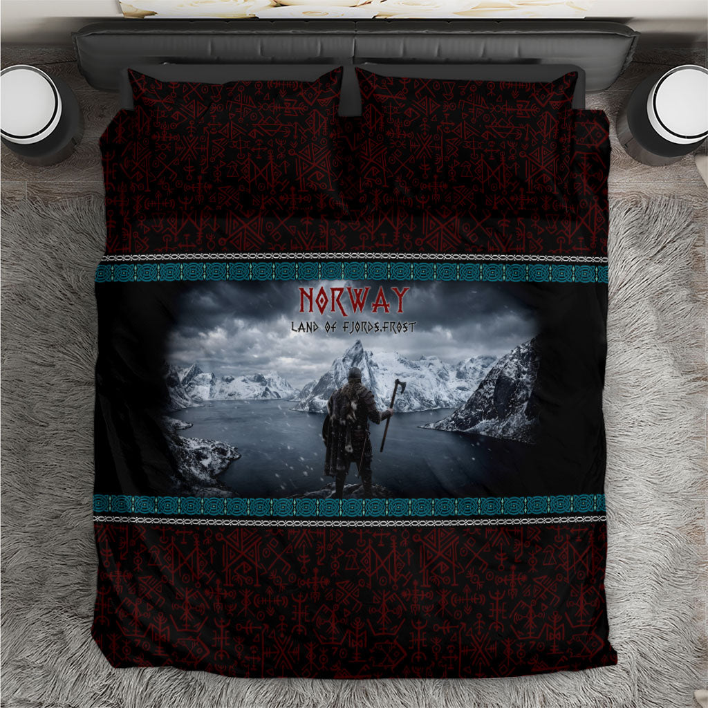 Norway Viking Ship Warrior Bedding Set Norse Mythology Rune