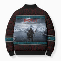 Norway Viking Ship Warrior Bomber Puffer Jacket Norse Mythology Rune