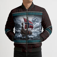 Norway Viking Ship Warrior Bomber Puffer Jacket Norse Mythology Rune