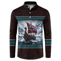 Norway Viking Ship Warrior Button Sweatshirt Norse Mythology Rune