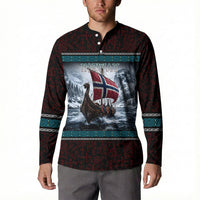 Norway Viking Ship Warrior Button Sweatshirt Norse Mythology Rune