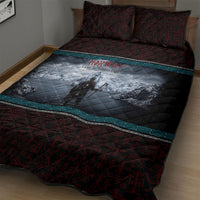Norway Viking Ship Warrior Quilt Bed Set Norse Mythology Rune