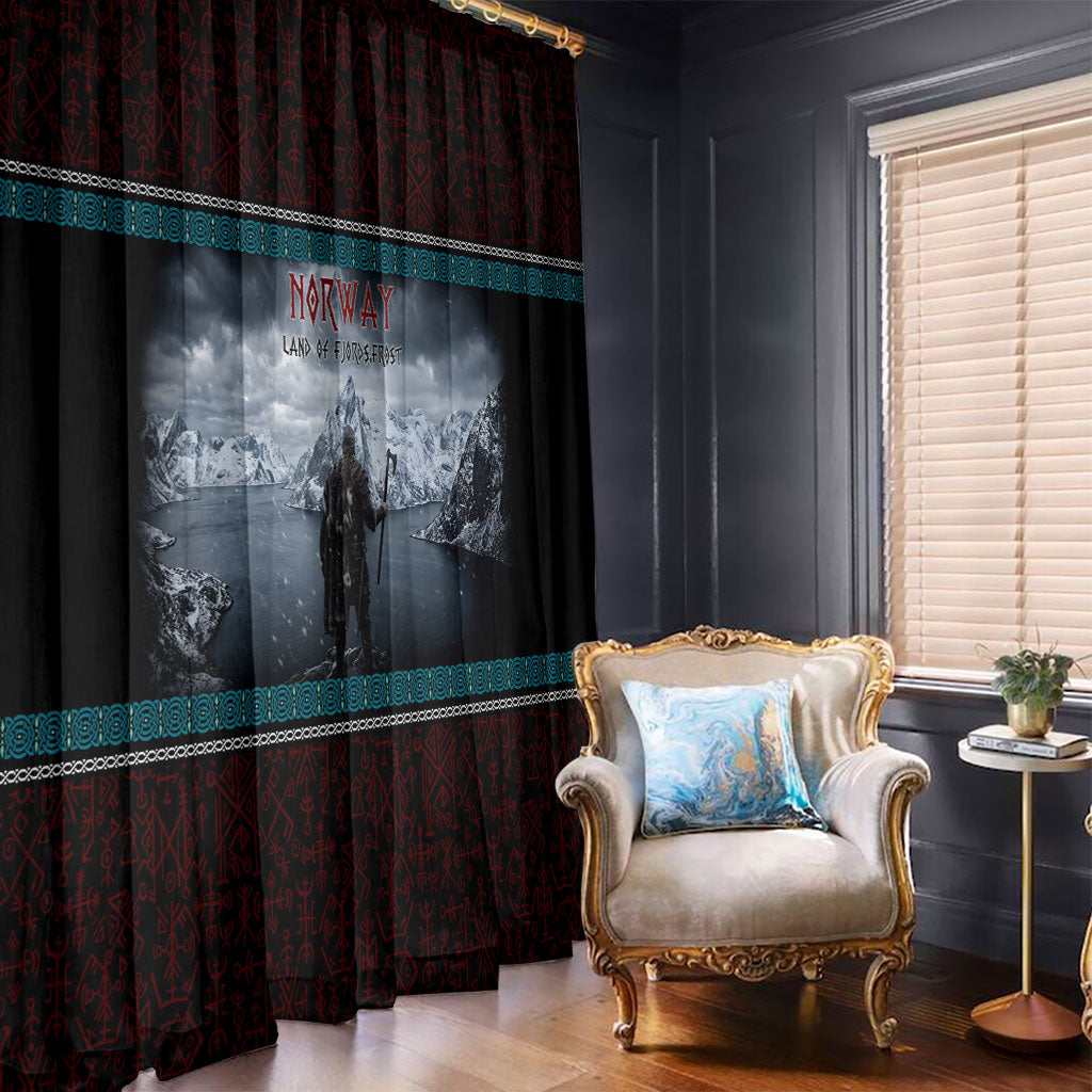 Norway Viking Ship Warrior Window Curtain Norse Mythology Rune
