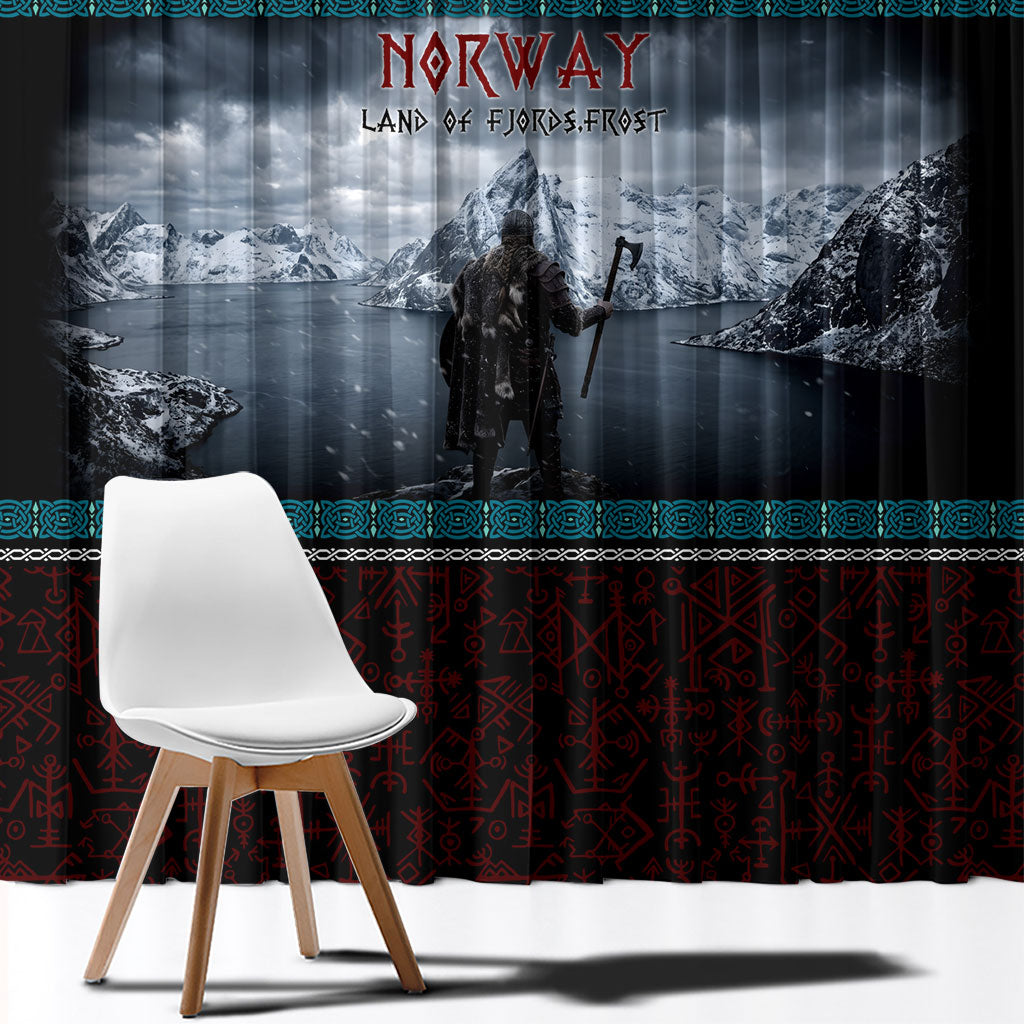 Norway Viking Ship Warrior Window Curtain Norse Mythology Rune
