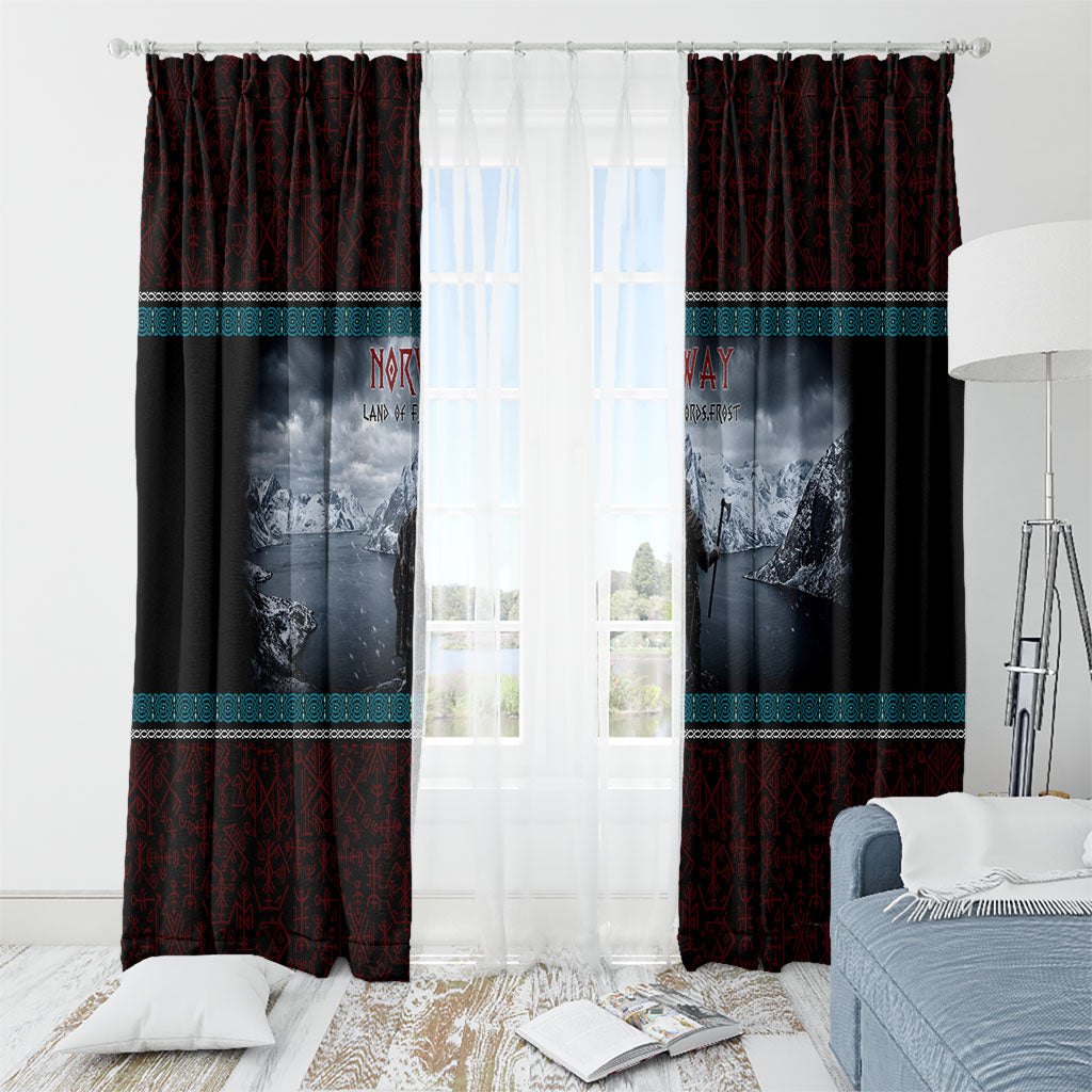 Norway Viking Ship Warrior Window Curtain Norse Mythology Rune