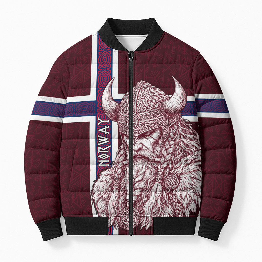 Norway Viking Spirit Bomber Puffer Jacket Norse Mythology Warrior