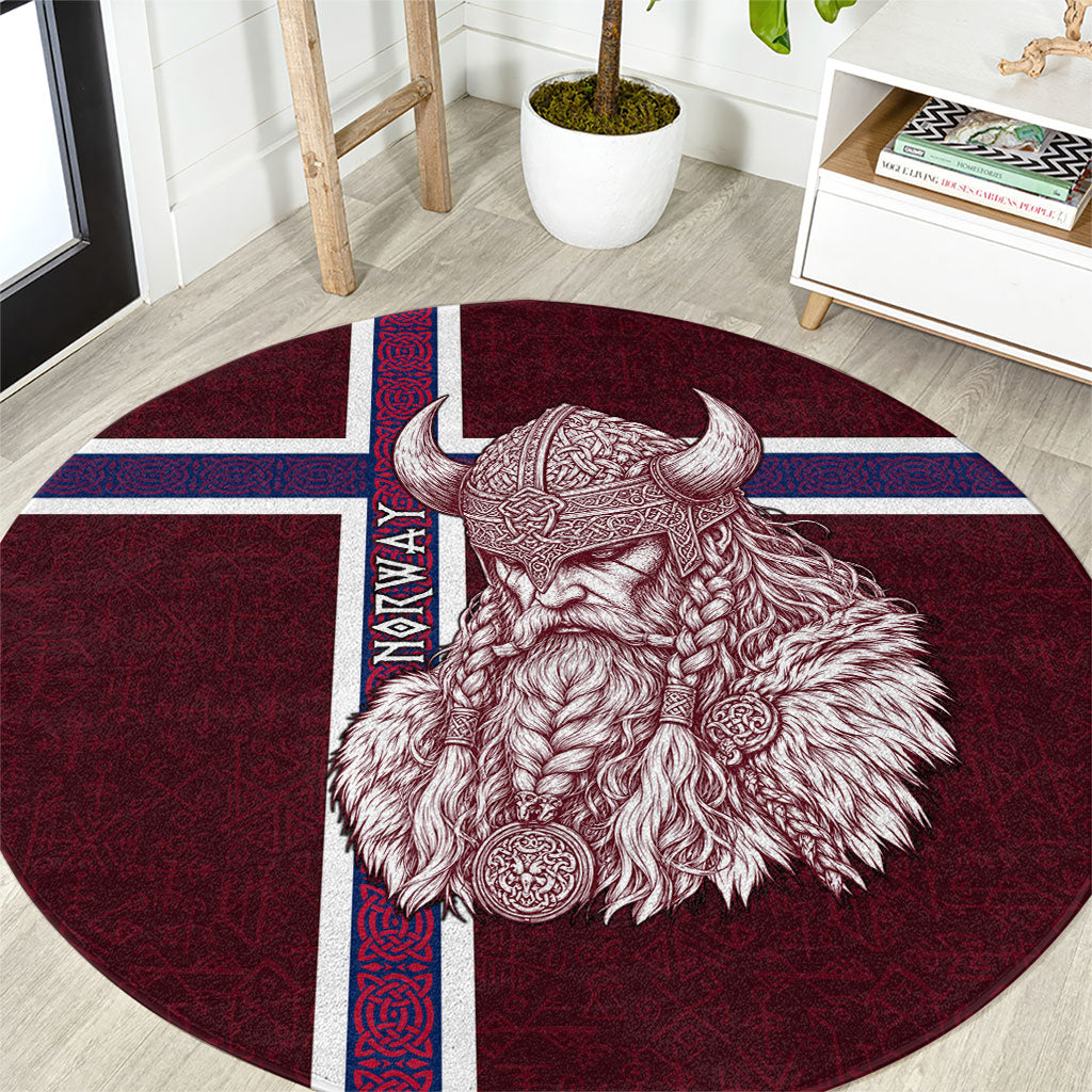 Norway Viking Spirit Round Carpet Norse Mythology Warrior