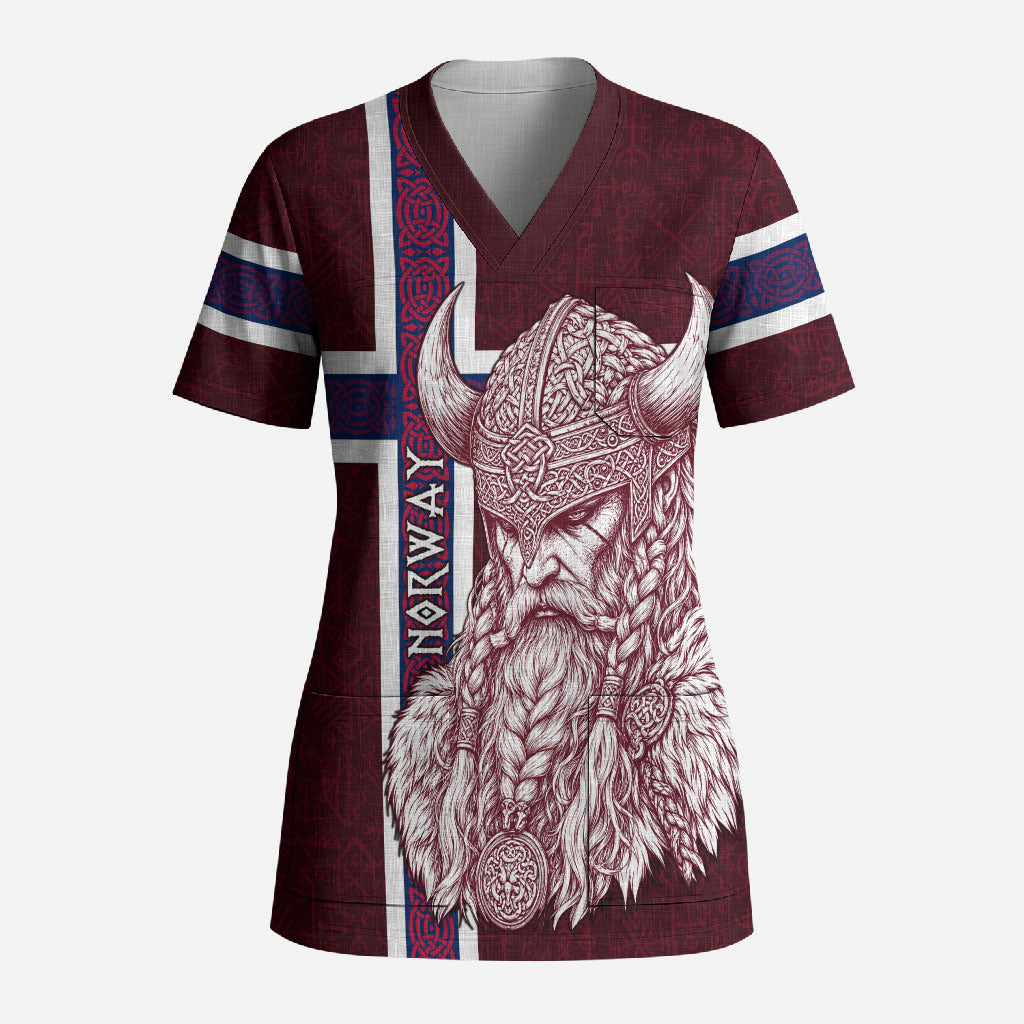 Norway Viking Spirit Scrub Top Norse Mythology Warrior