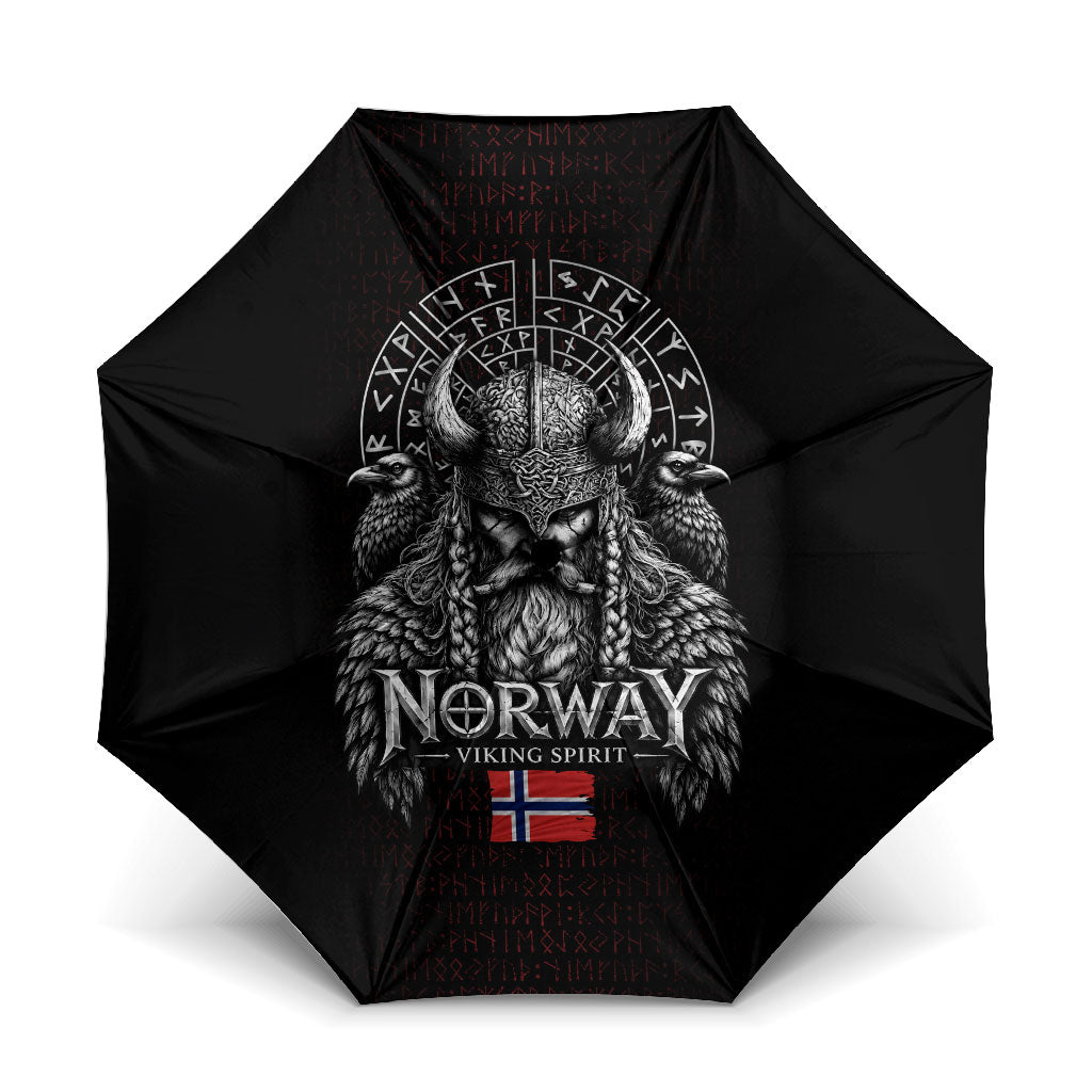 Norway Viking Spirit Warrior Umbrella Norse Mythology Ravens Rune
