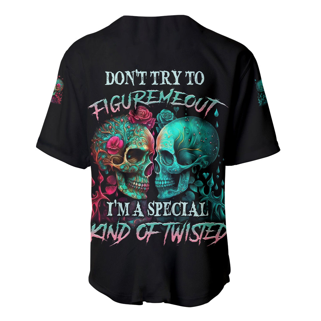 Don't Try To Figure Me Out Skull Baseball Jersey - Wonder Print Shop