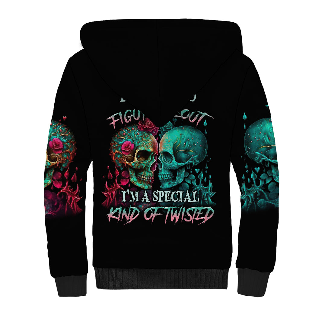 Don't Try To Figure Me Out Skull Sherpa Hoodie - Wonder Print Shop