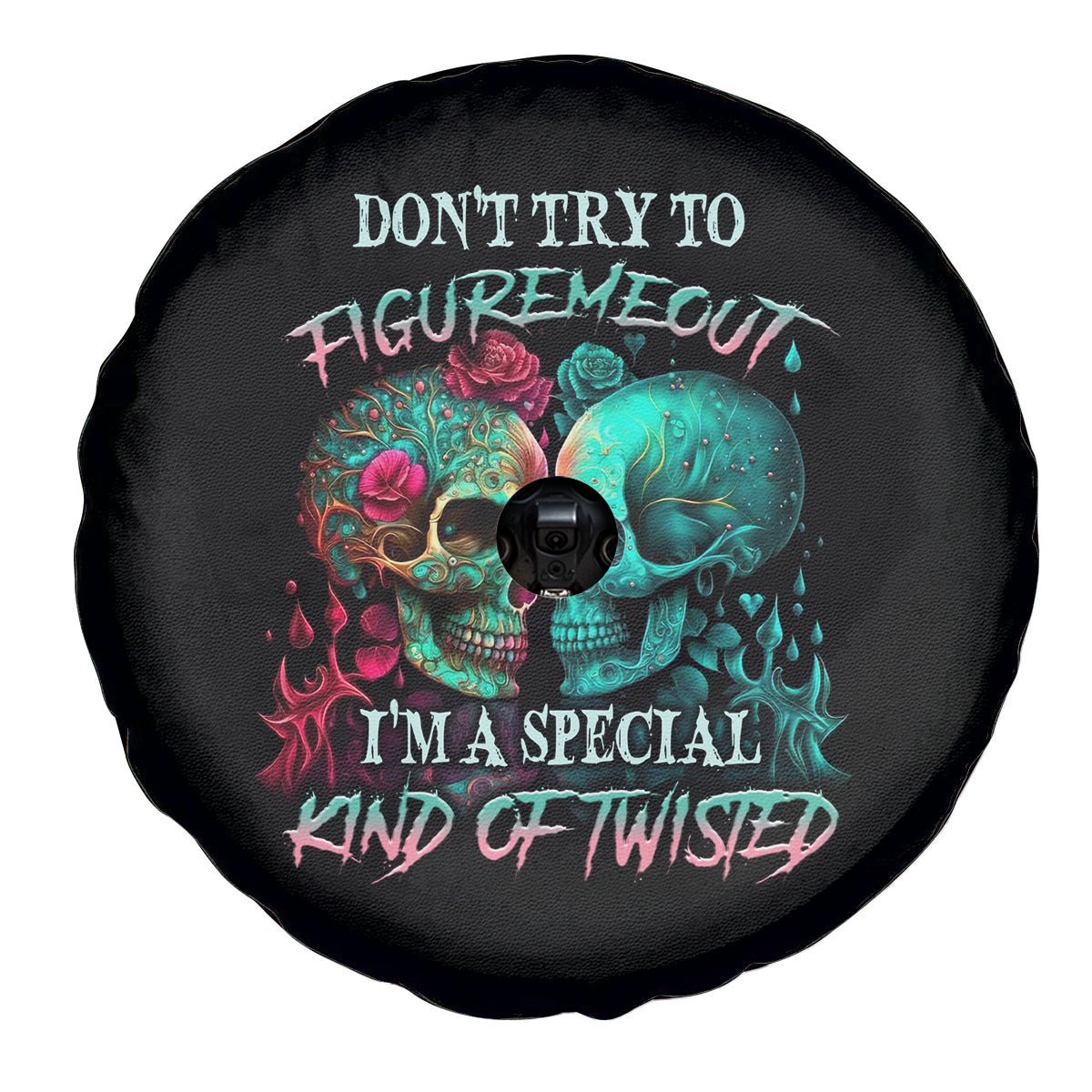 Don't Try To Figure Me Out Skull Spare Tire Cover - Wonder Print Shop