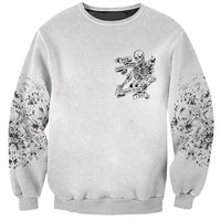 Unisex crewneck sweatshirt with small skeleton skull game graphic on front, long sleeves