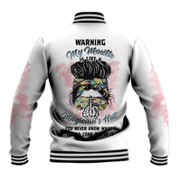 Unisex light baseball jacket with striped ribbed cuffs and large back graphic